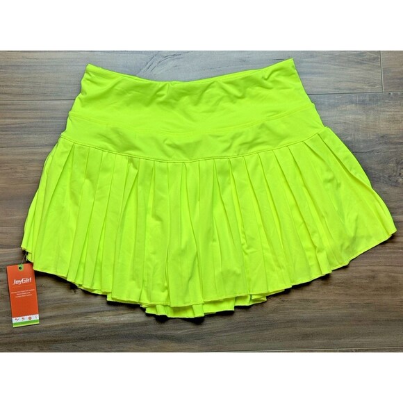 JoyGirl Women's Pleated Tennis Skort Neon Green Fluorescent SZ M - Picture 4 of 10